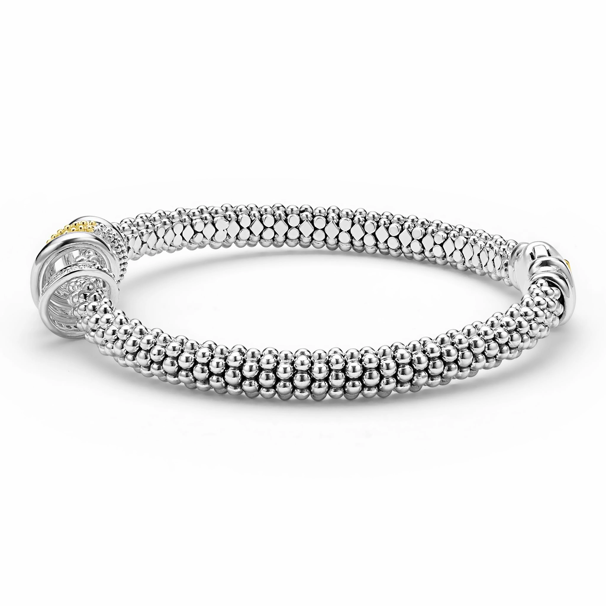 Caviar Lux Two-Tone Five Ring Diamond Caviar Bracelet | 6mm