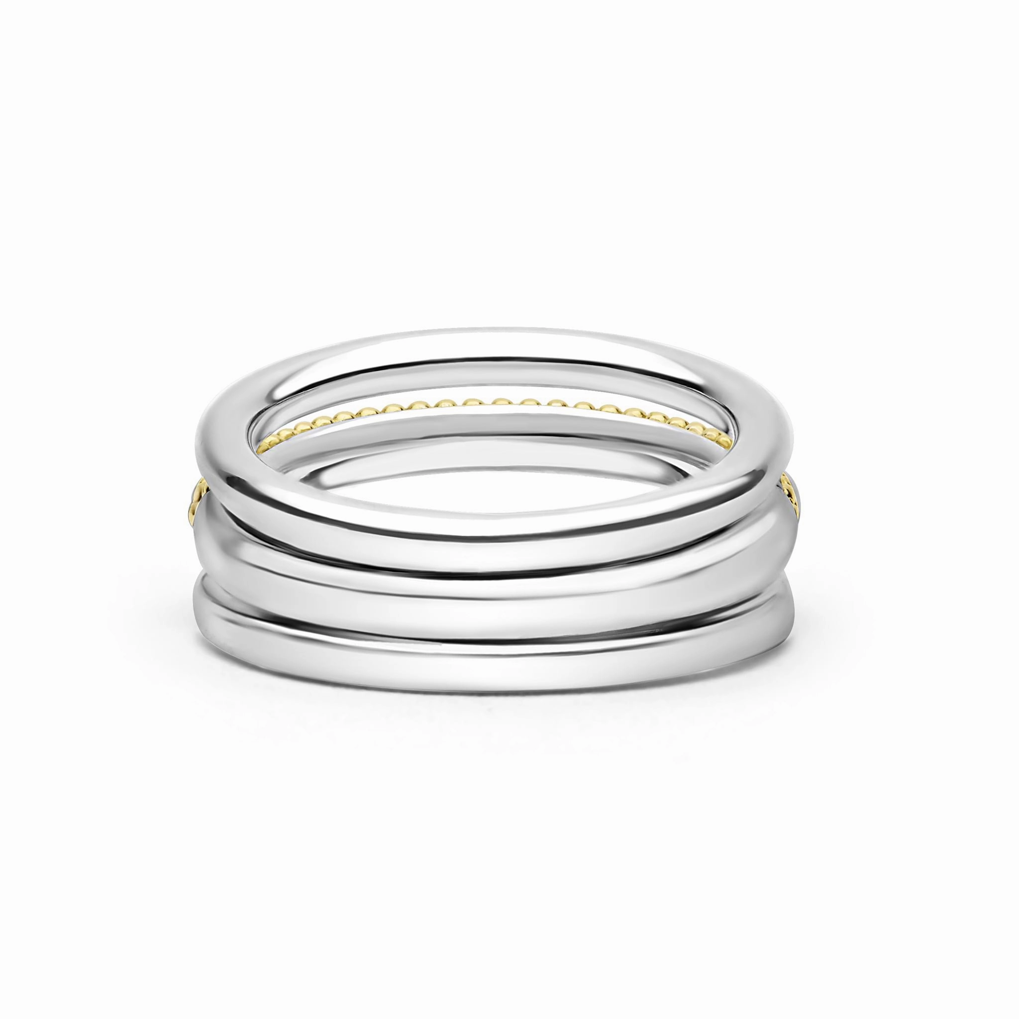 Caviar Lux Two-Tone Three Row Diamond Ring