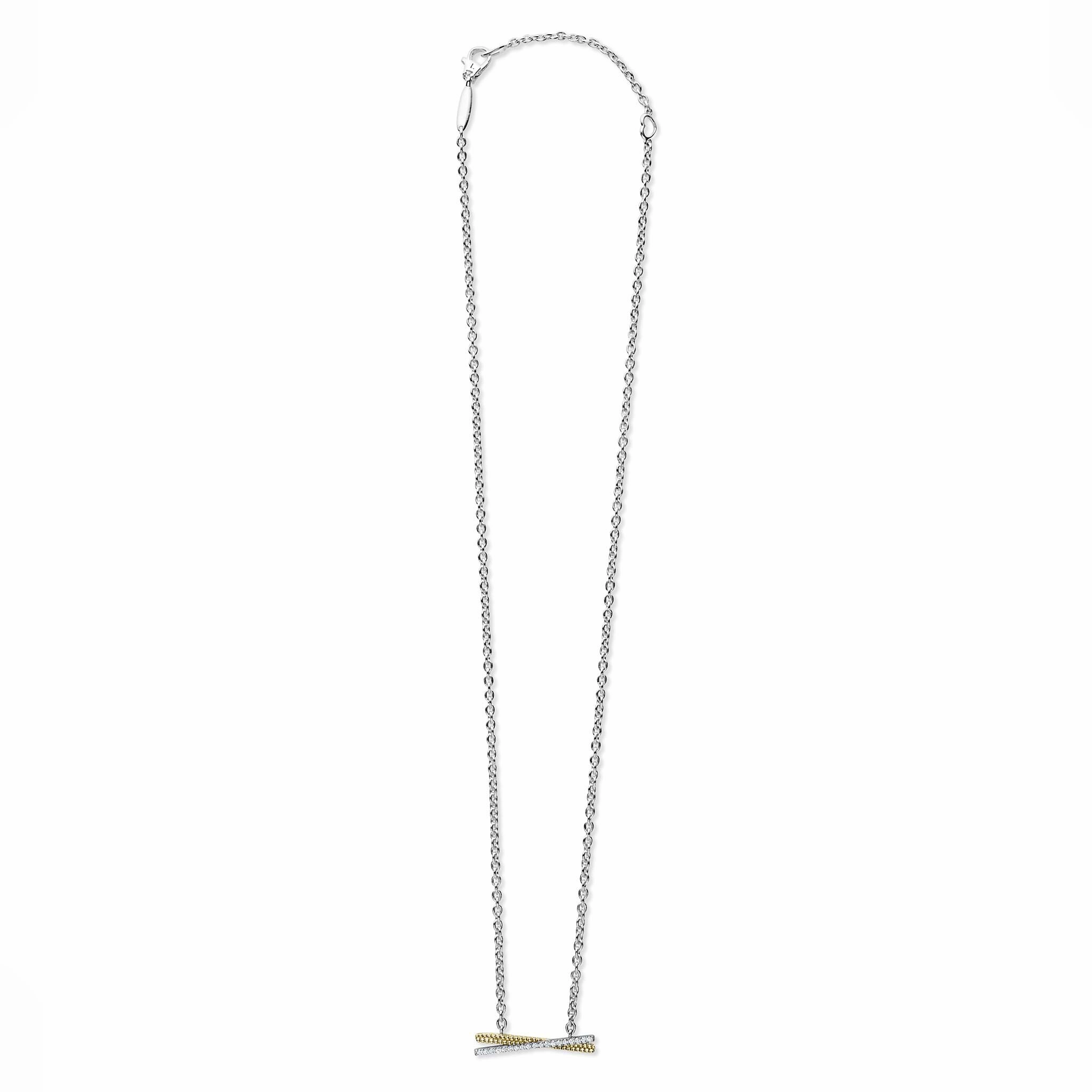 Caviar Lux Two-Tone X Diamond Necklace