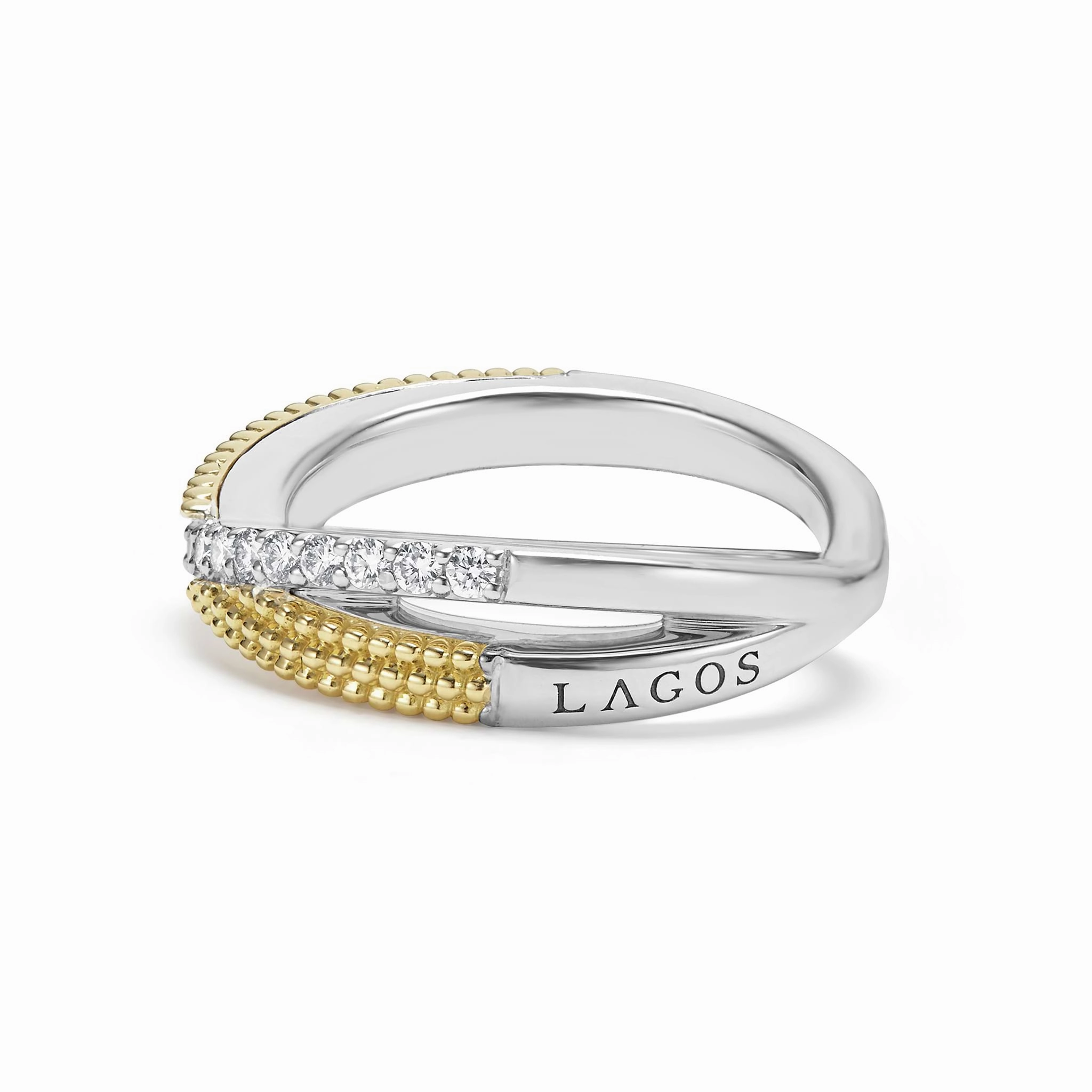 Caviar Lux Two-Tone X Diamond Ring