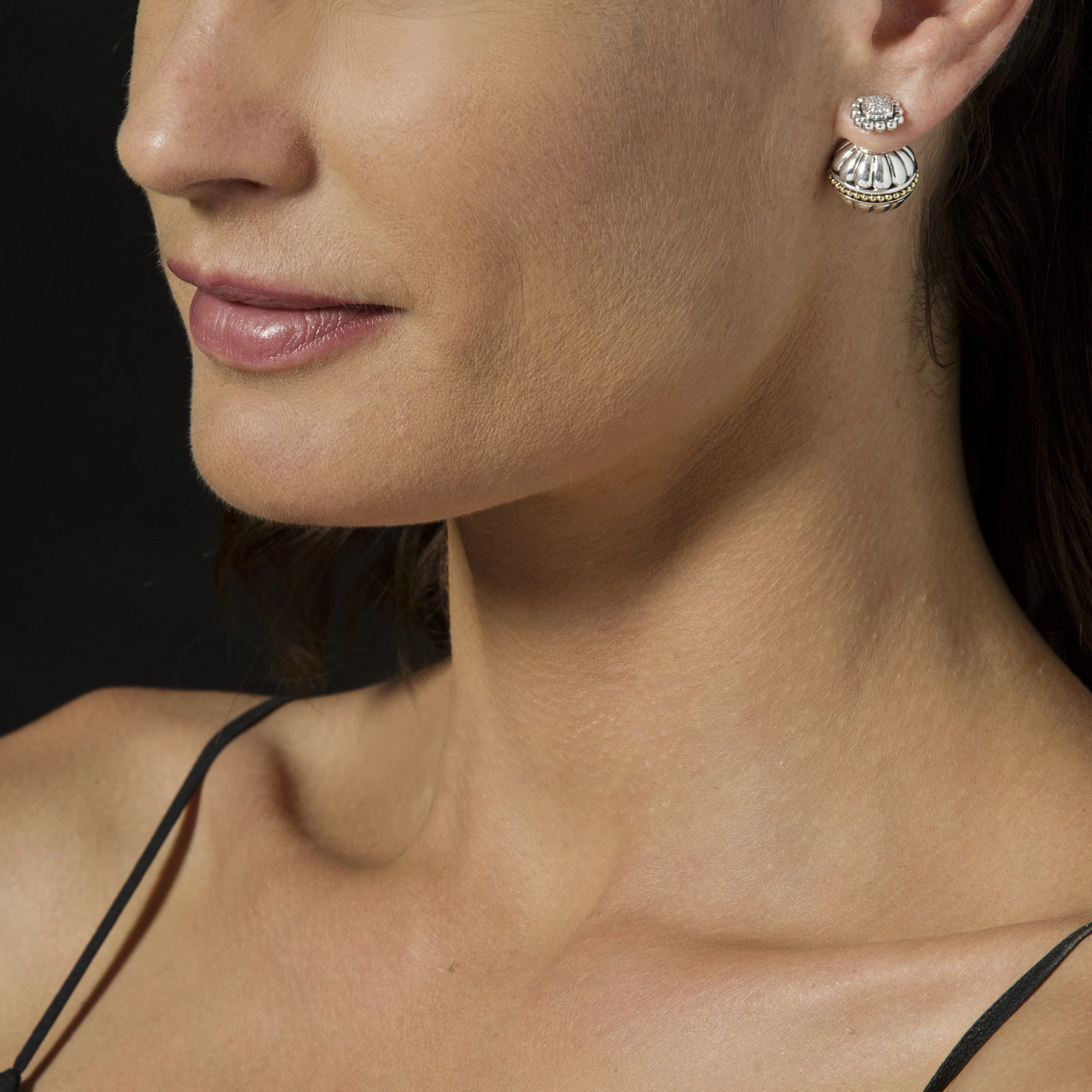 Caviar Spark Caviar Square Diamond Stud Earrings