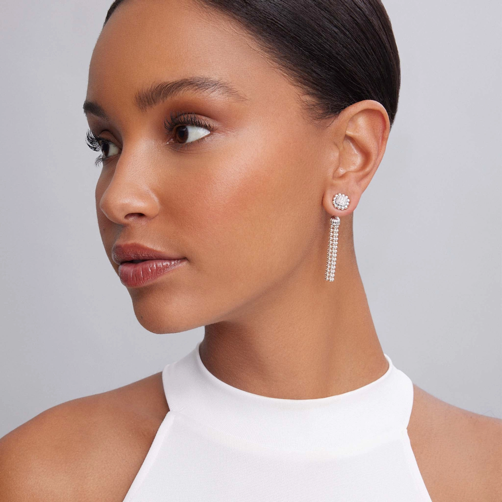 Caviar Spark Caviar Square Diamond Stud Earrings