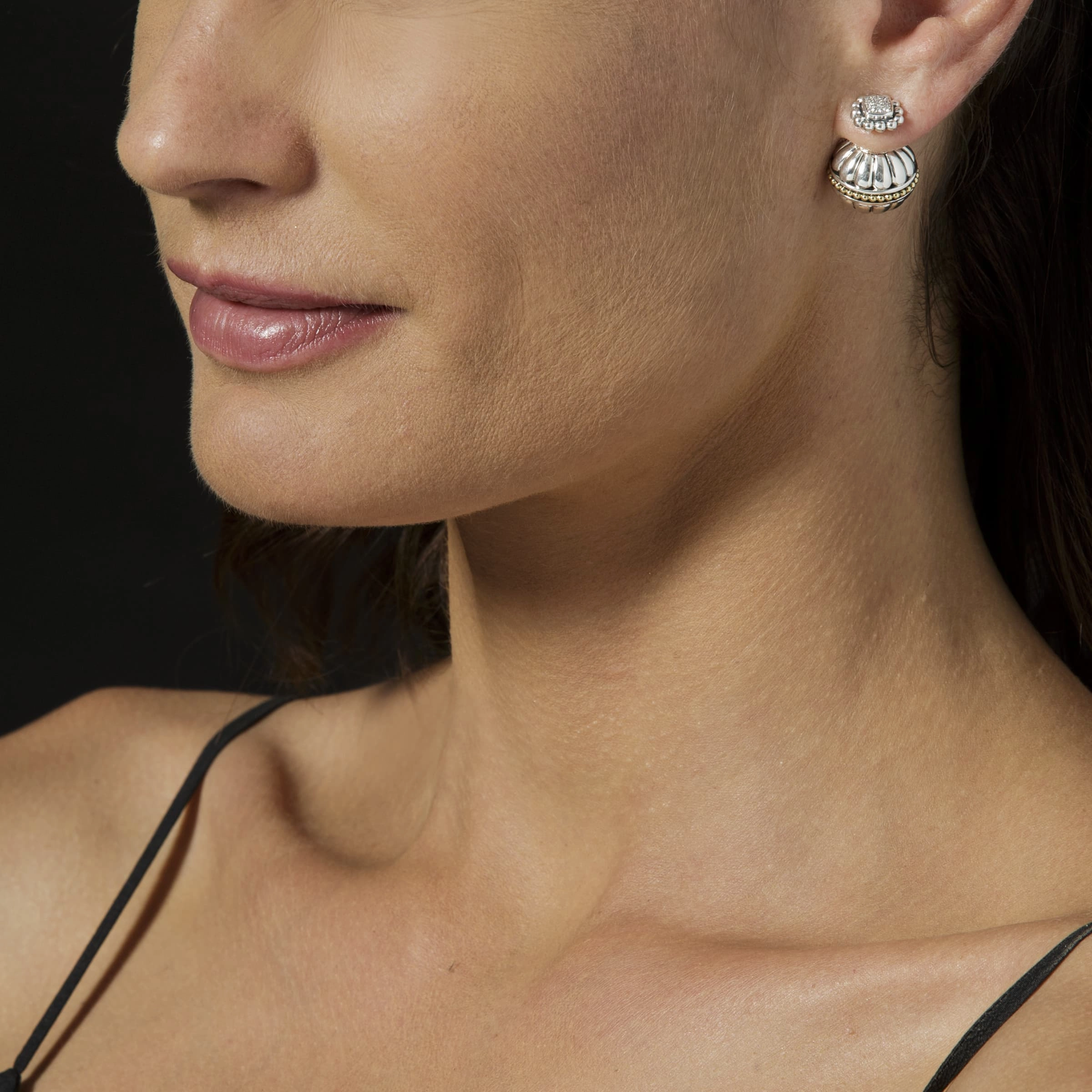 Caviar Spark Caviar Square Diamond Stud Earrings