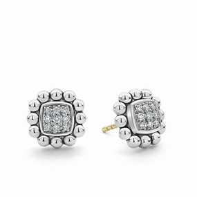 Caviar Spark Caviar Square Diamond Stud Earrings