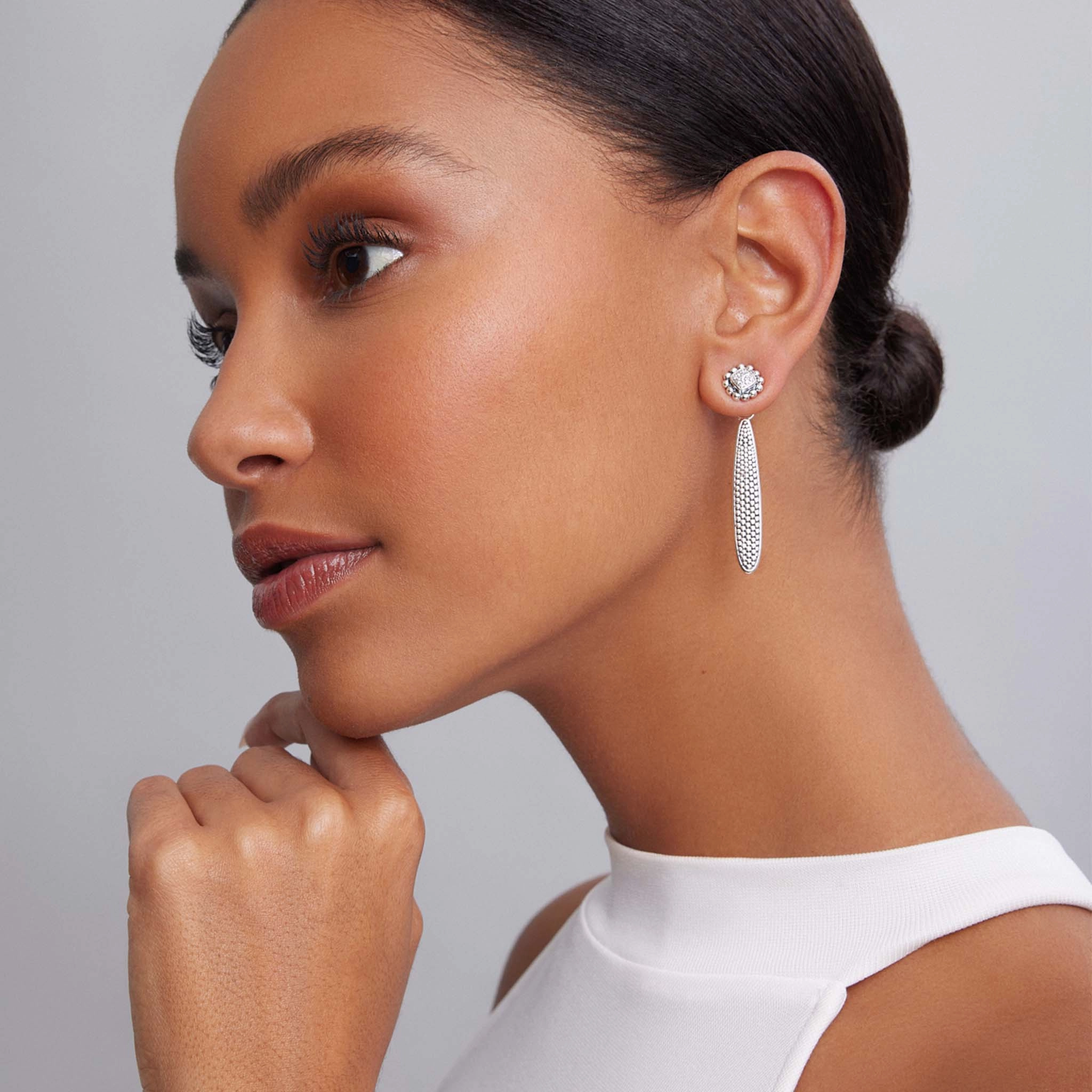 Caviar Spark Caviar Square Diamond Stud Earrings