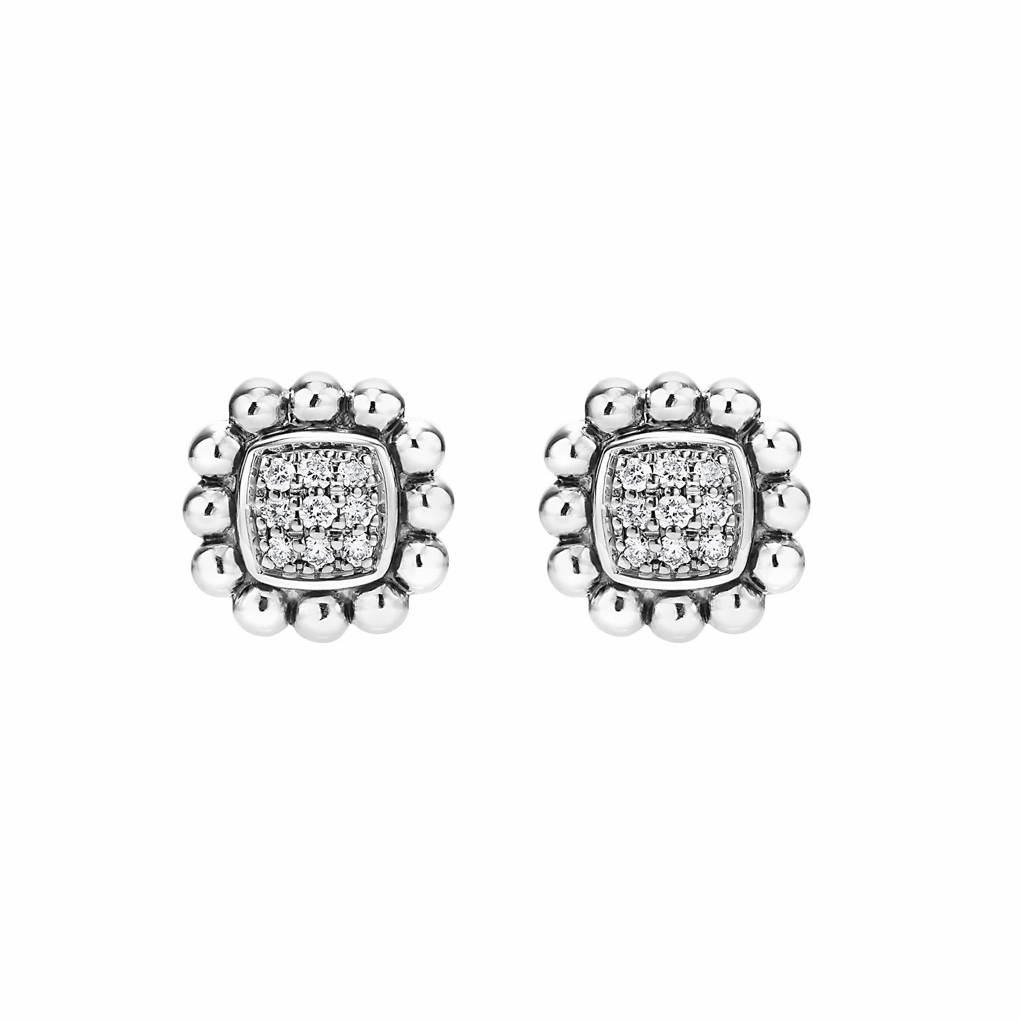 Caviar Spark Caviar Square Diamond Stud Earrings