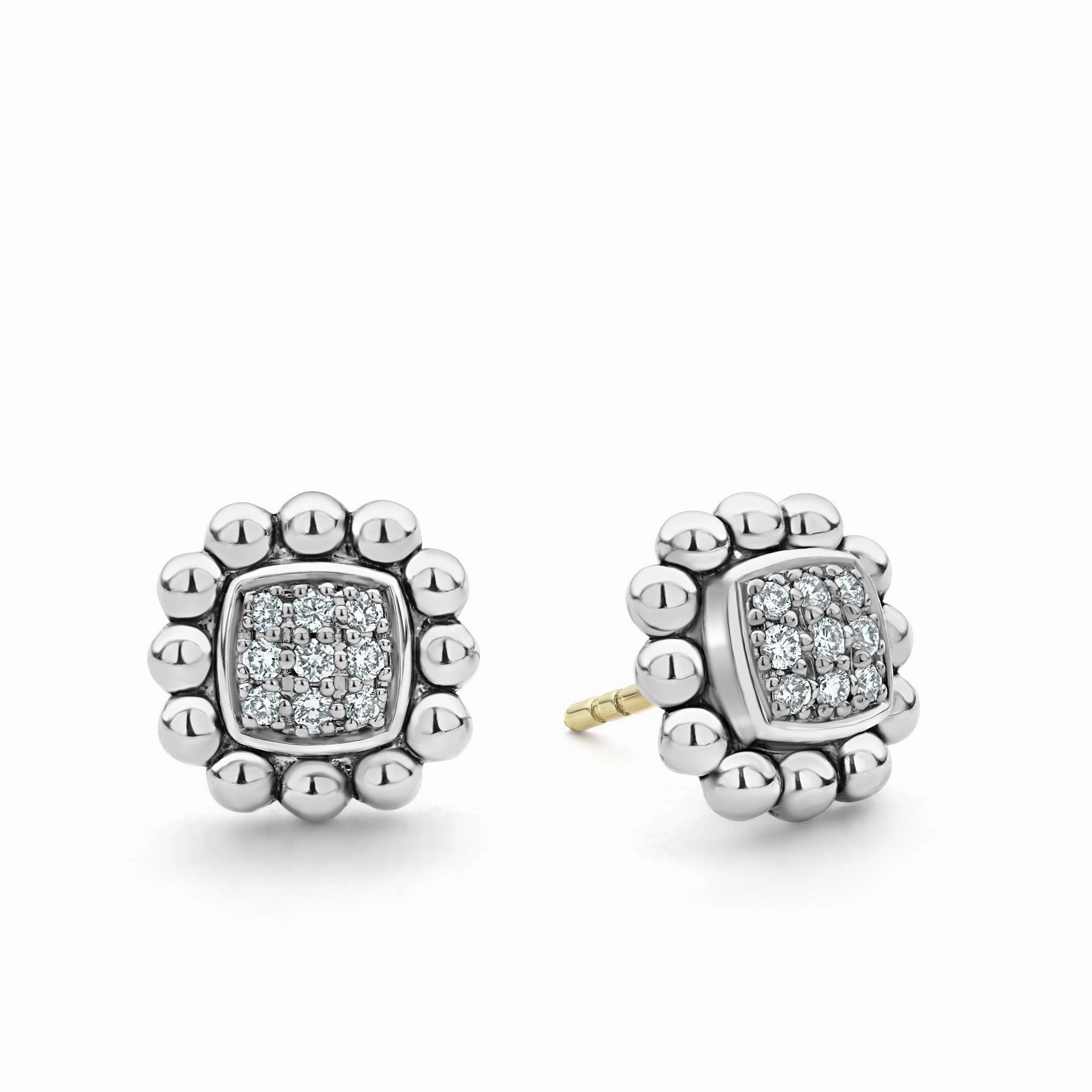 Caviar Spark Caviar Square Diamond Stud Earrings