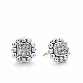 Caviar Spark Caviar Square Diamond Stud Earrings