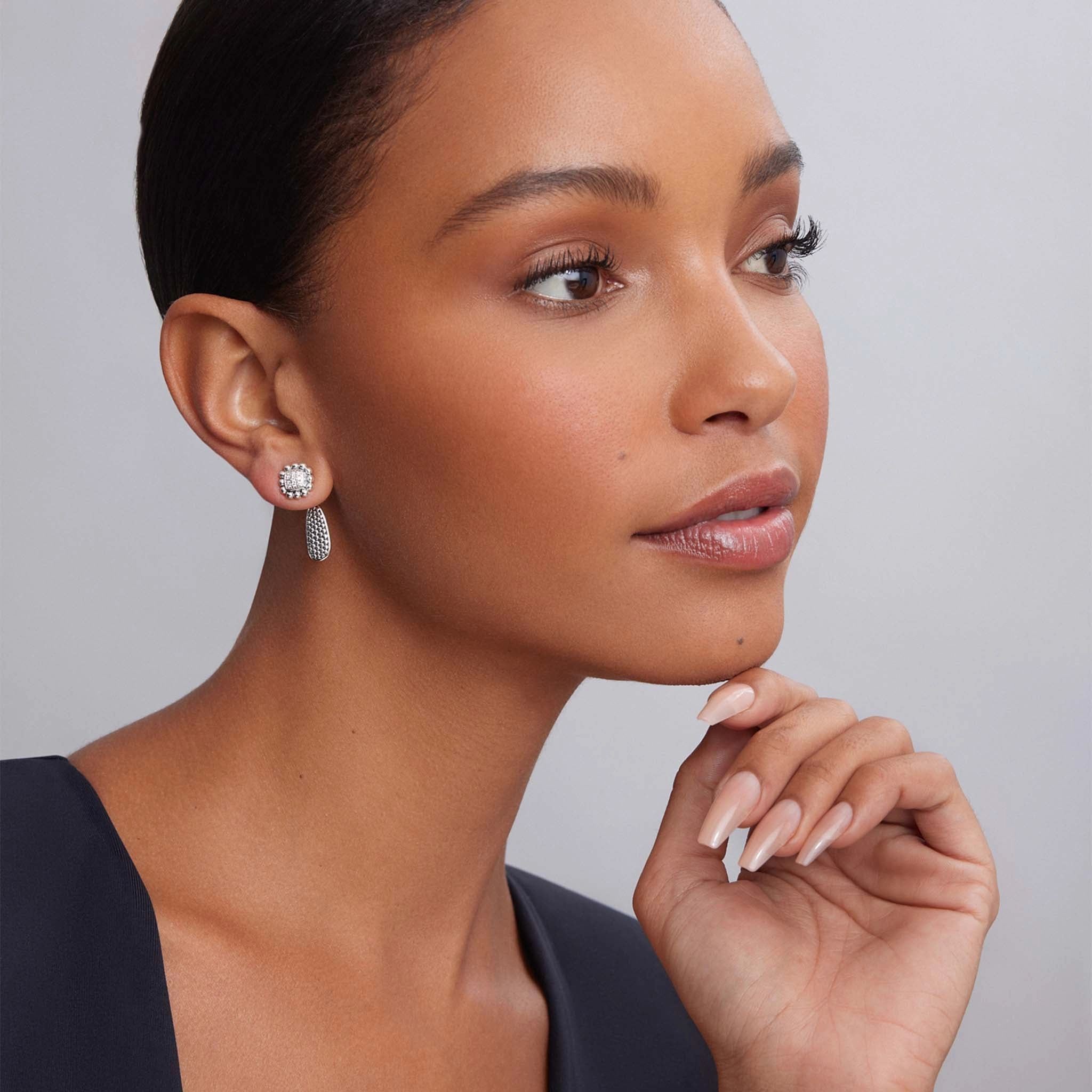 Caviar Spark Caviar Square Diamond Stud Earrings