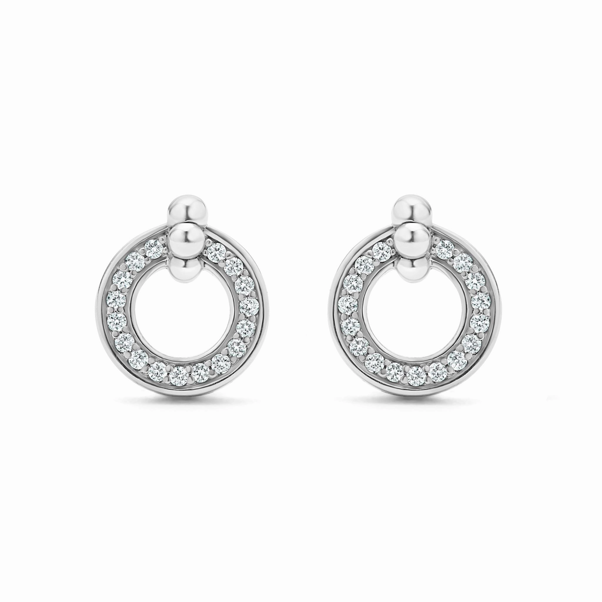 Caviar Spark Circle Diamond Stud Earrings