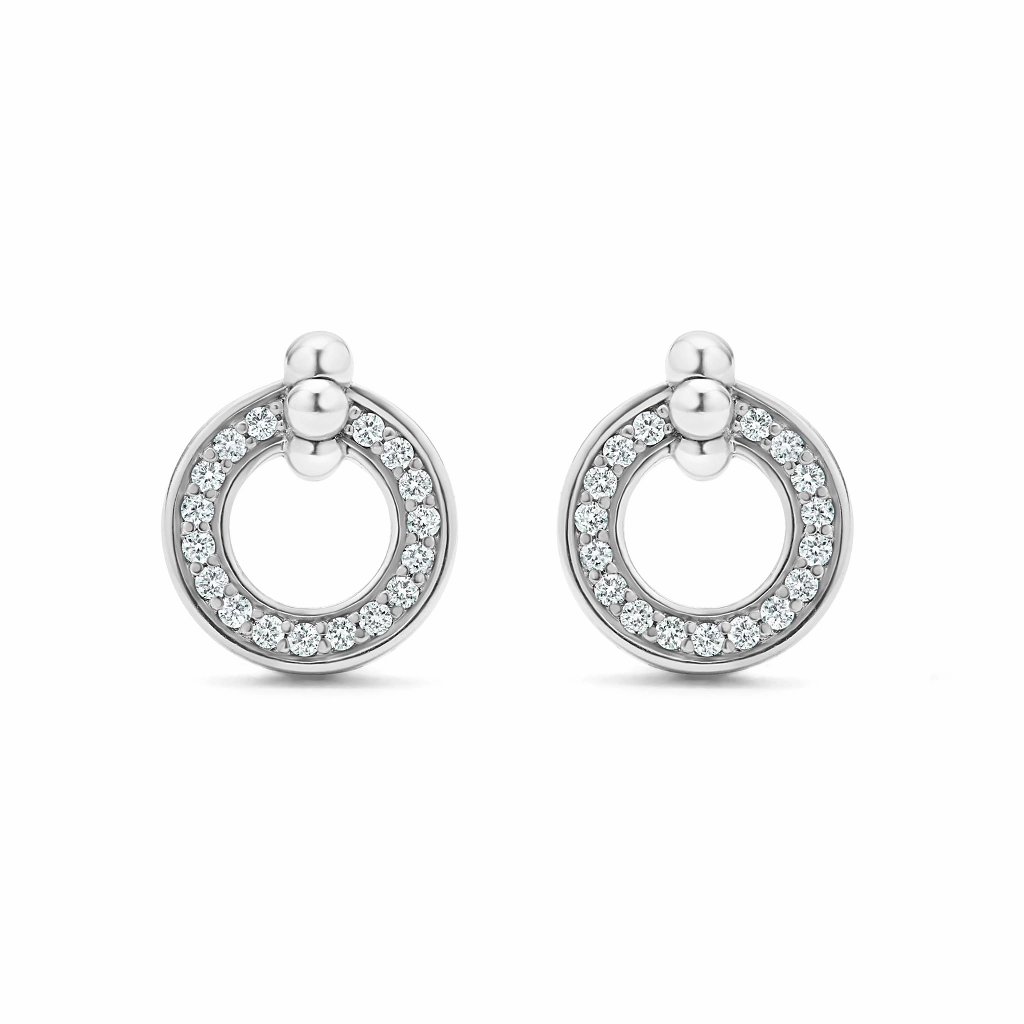 Caviar Spark Circle Diamond Stud Earrings