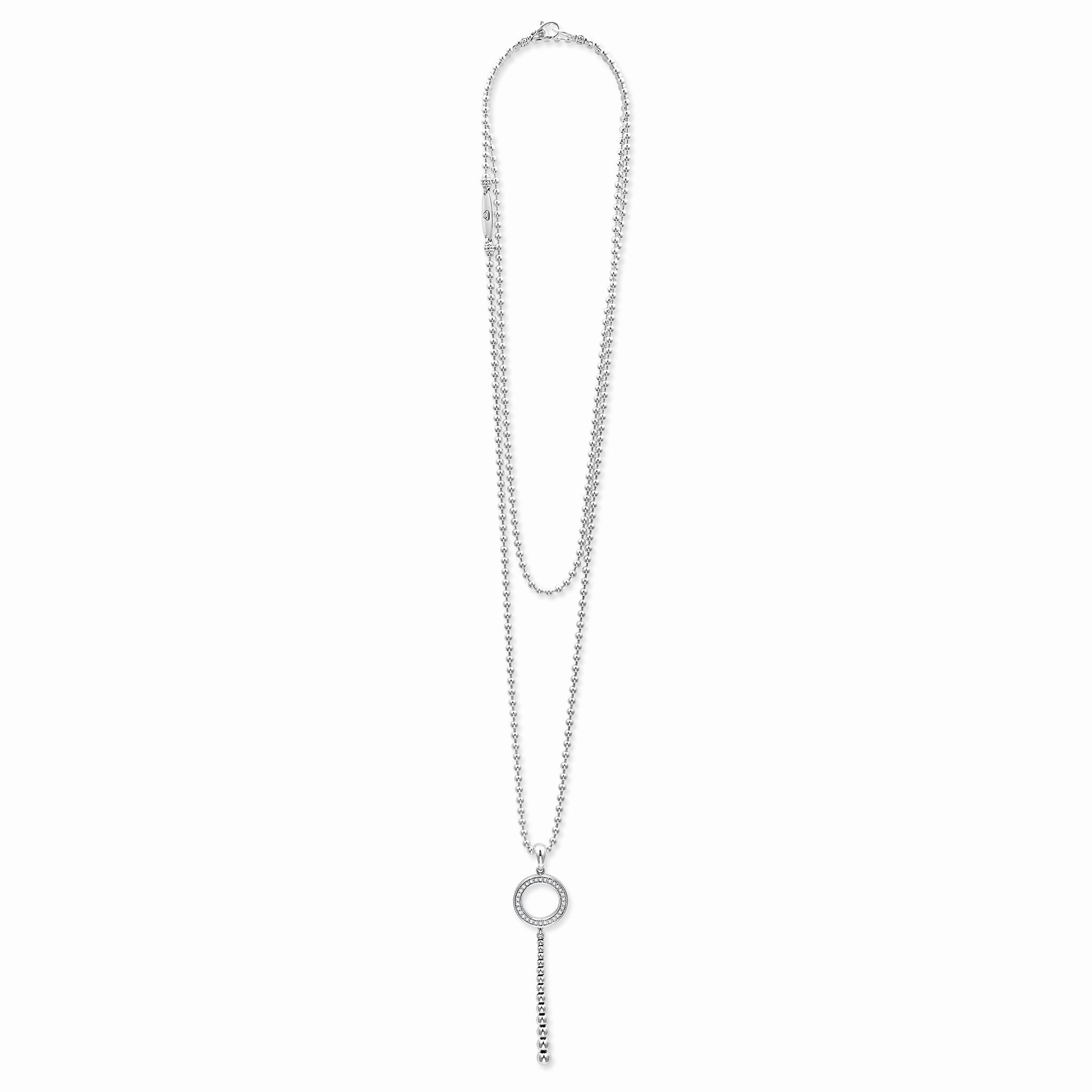 Caviar Spark Drop Circle Diamond Pendant Necklace