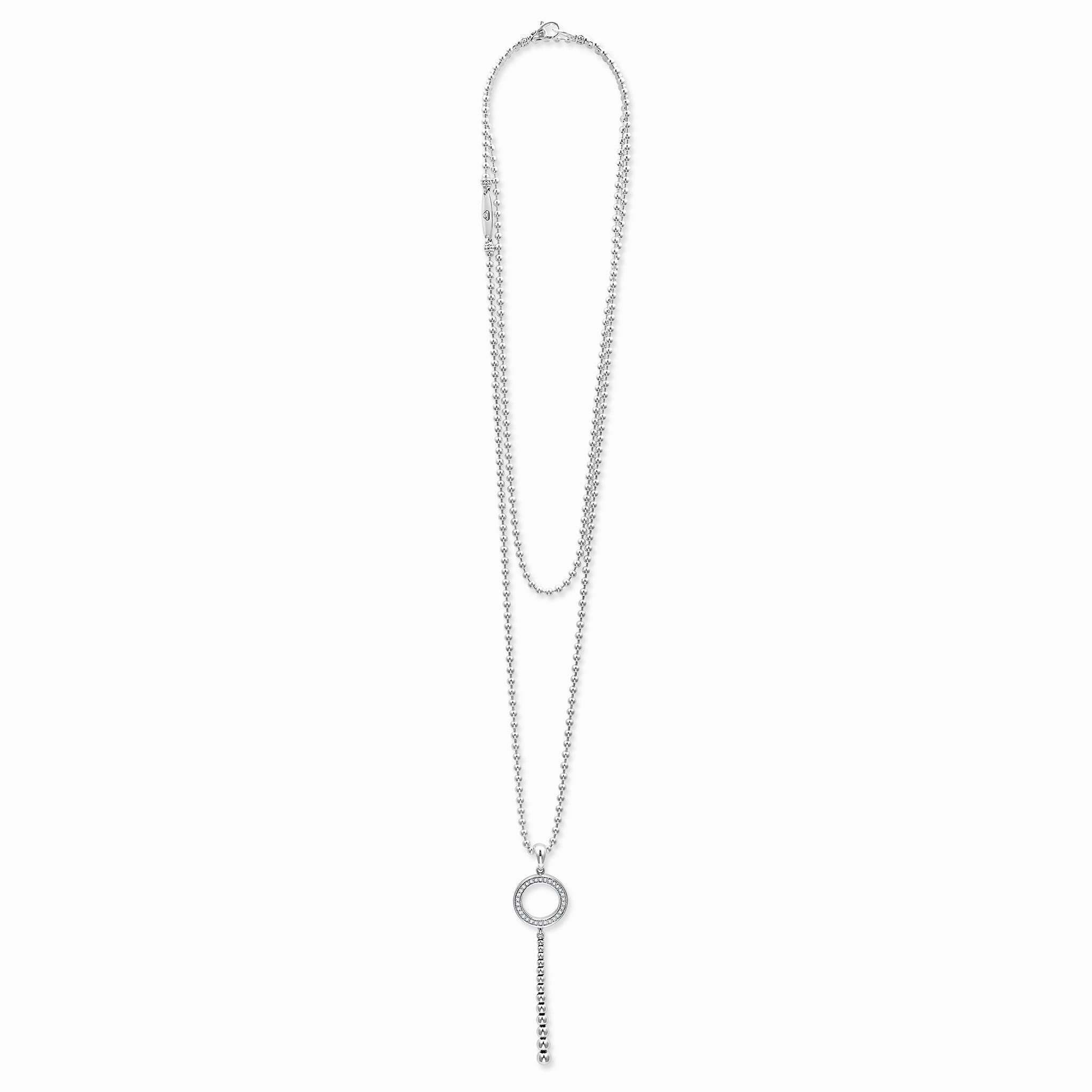 Caviar Spark Drop Circle Diamond Pendant Necklace