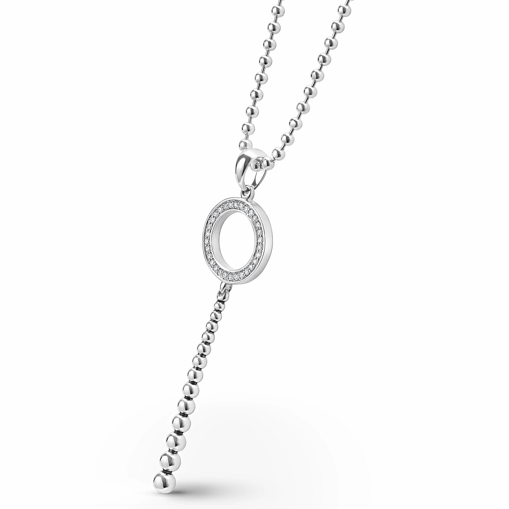 Caviar Spark Drop Circle Diamond Pendant Necklace
