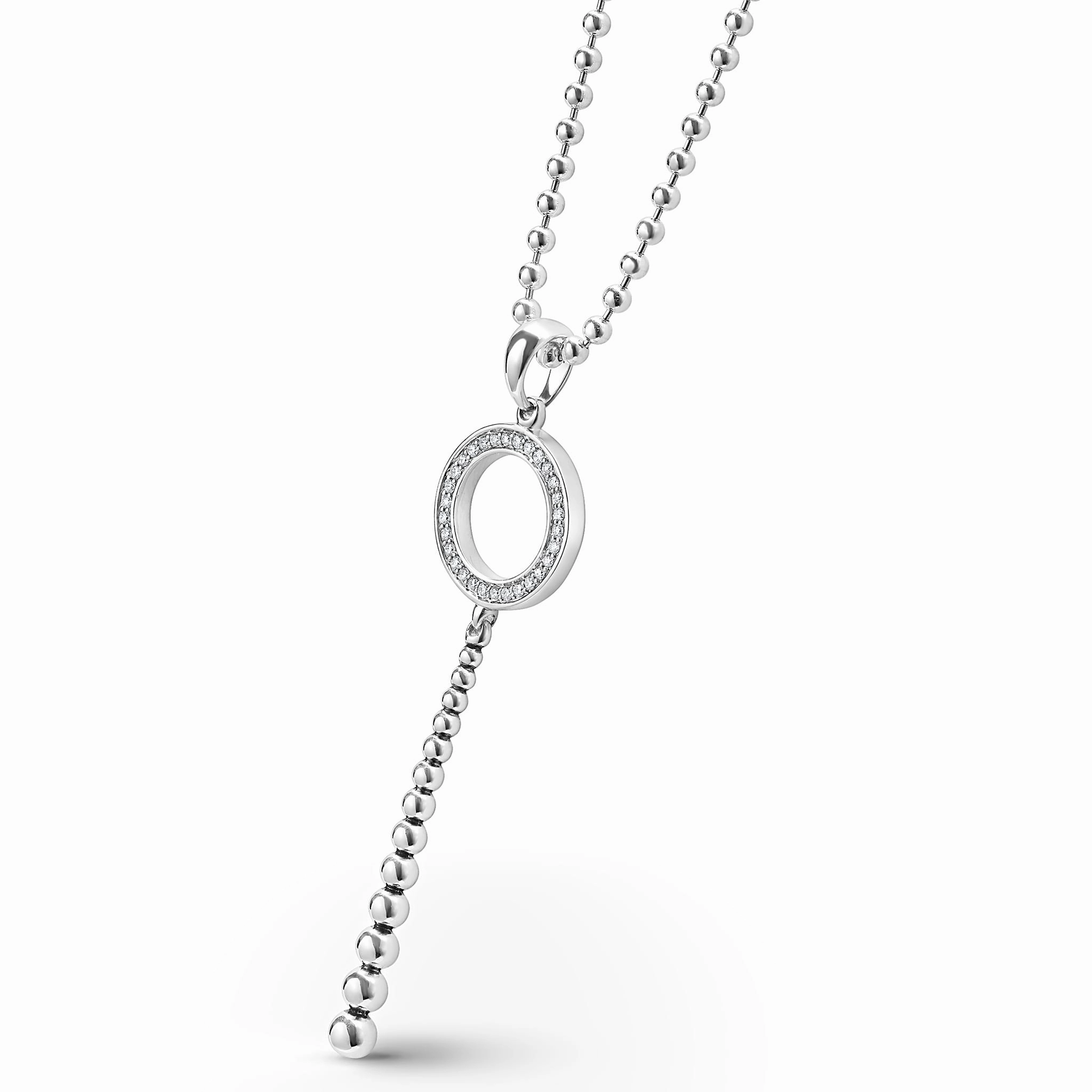 Caviar Spark Drop Circle Diamond Pendant Necklace
