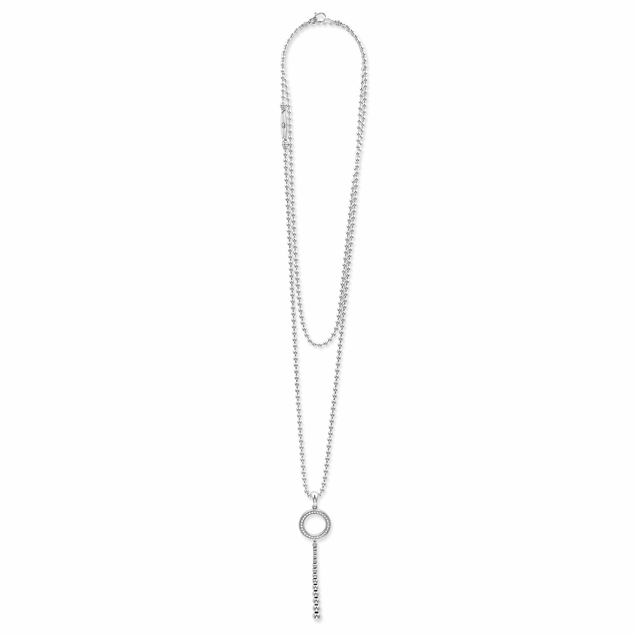 Caviar Spark Drop Circle Diamond Pendant Necklace