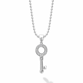 Caviar Spark Key Diamond Pendant Necklace