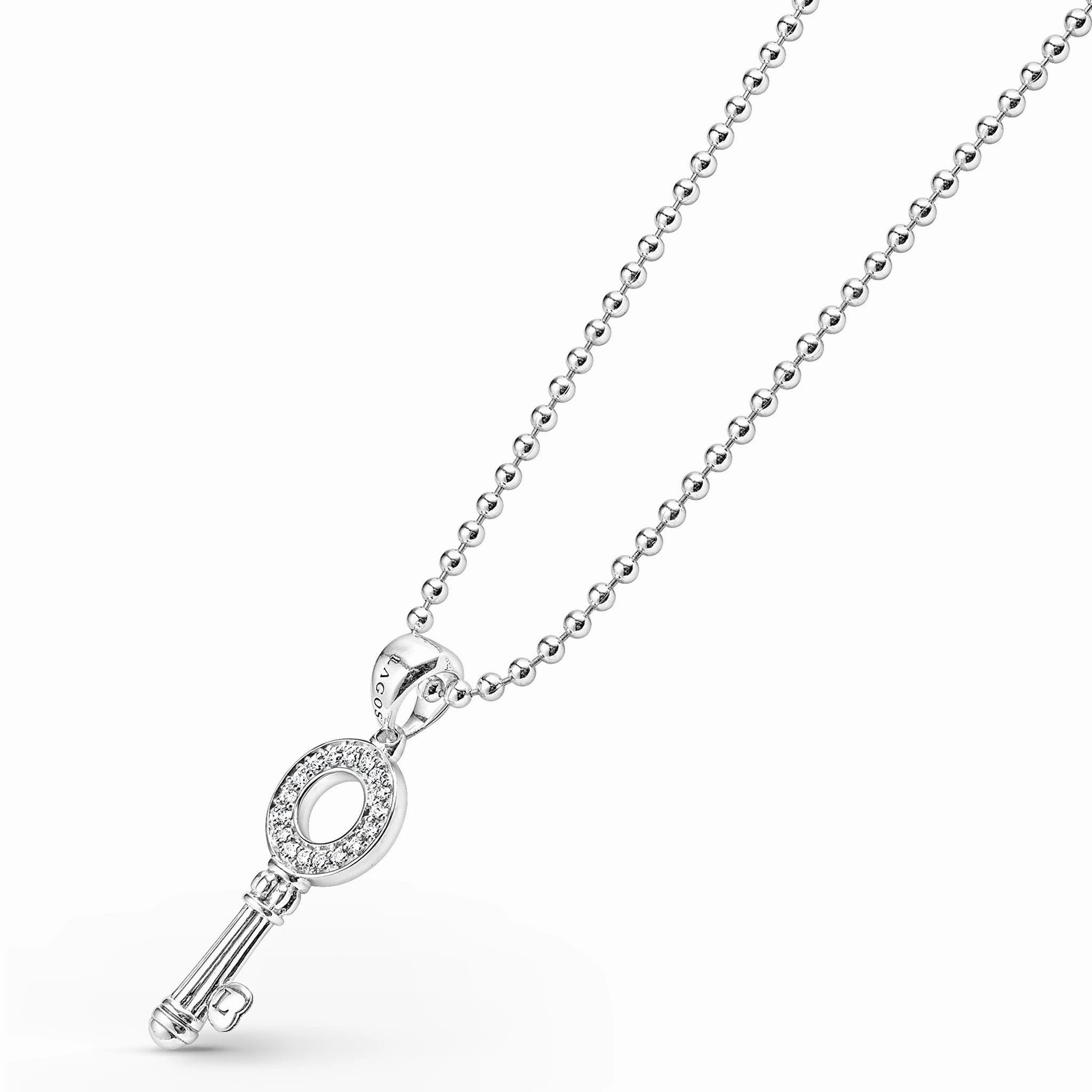 Caviar Spark Key Diamond Pendant Necklace