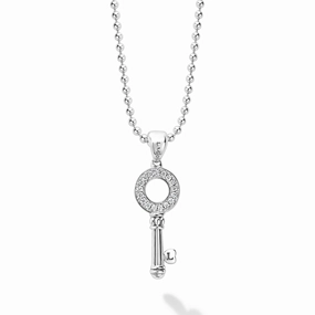 Caviar Spark Key Diamond Pendant Necklace