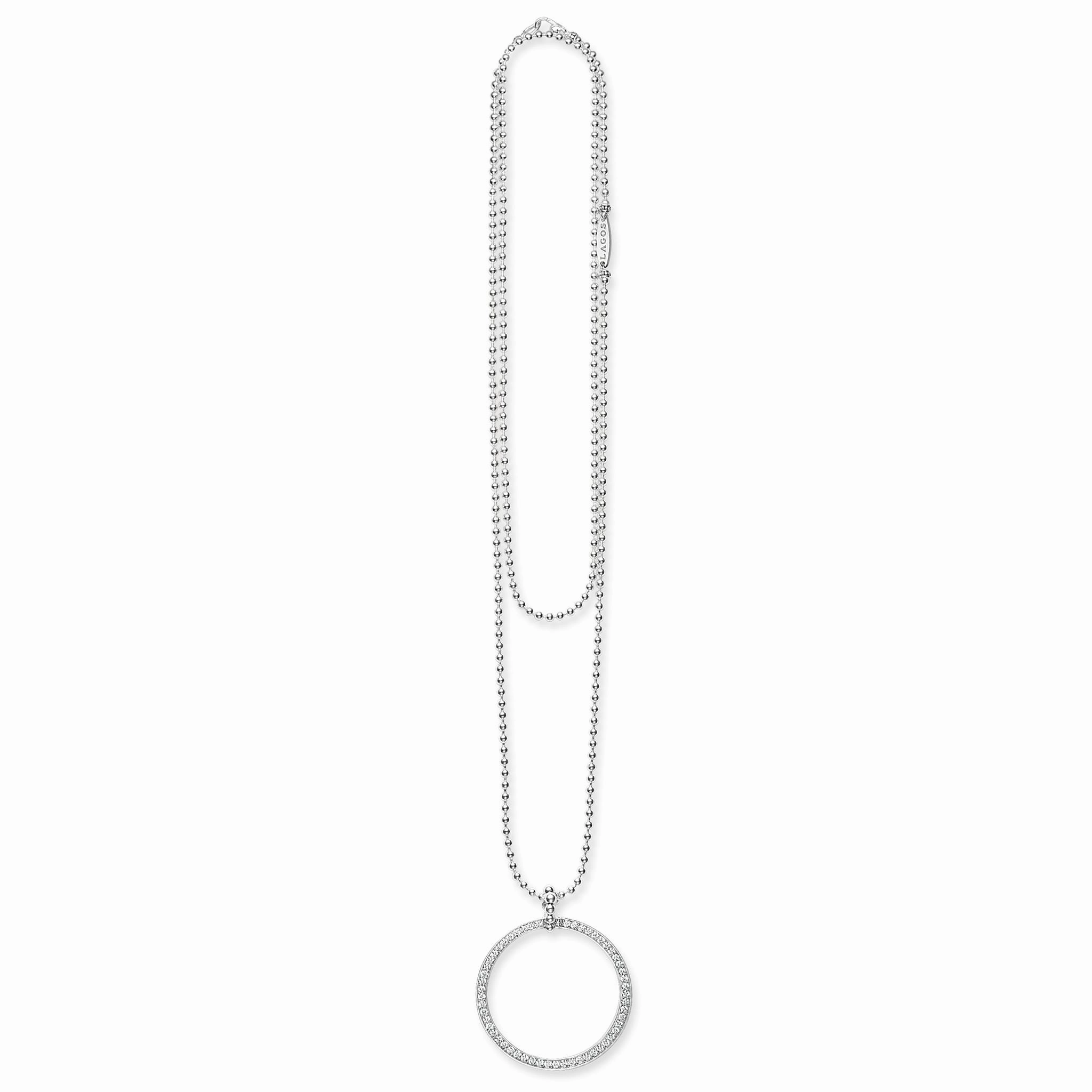 Caviar Spark Large Diamond Circle Pendant Necklace