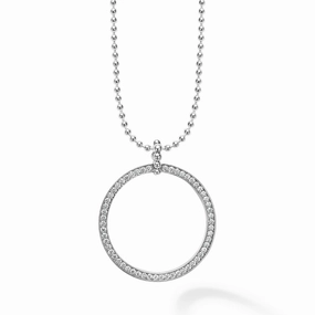 Caviar Spark Large Diamond Circle Pendant Necklace