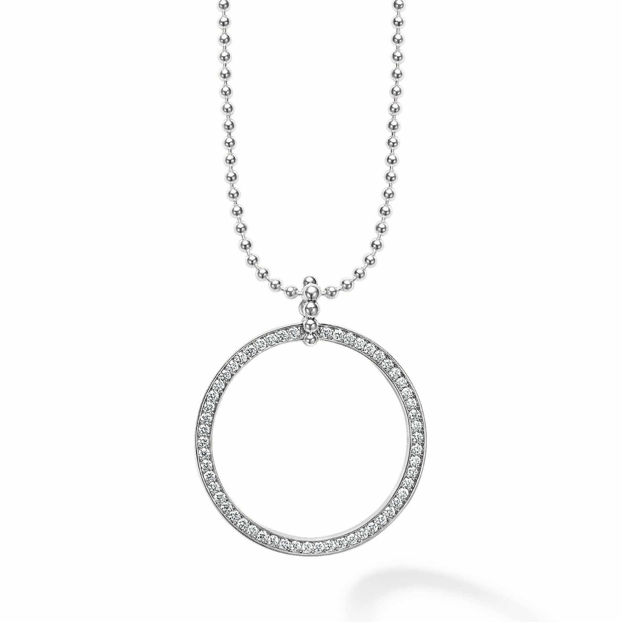Caviar Spark Large Diamond Circle Pendant Necklace