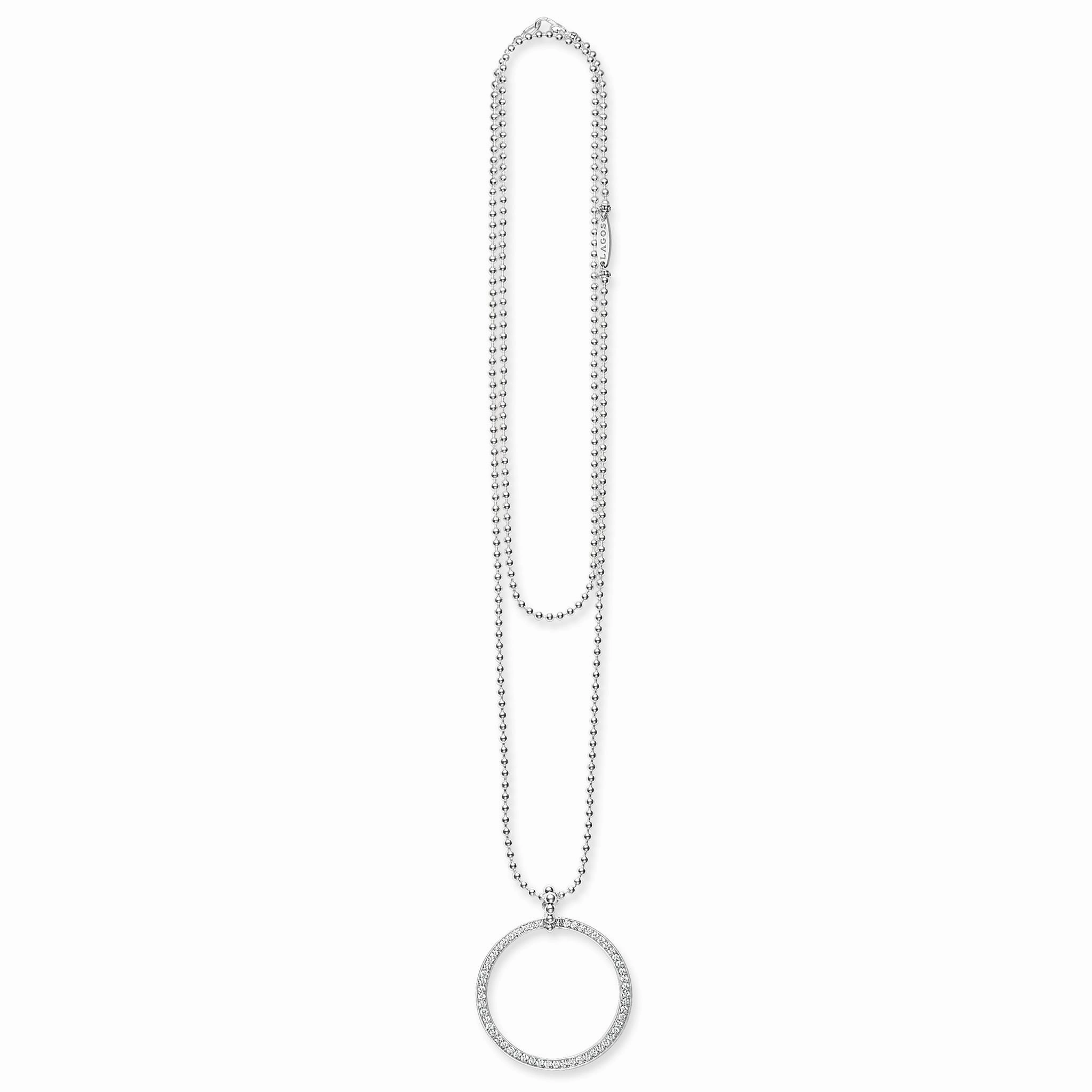 Caviar Spark Large Diamond Circle Pendant Necklace