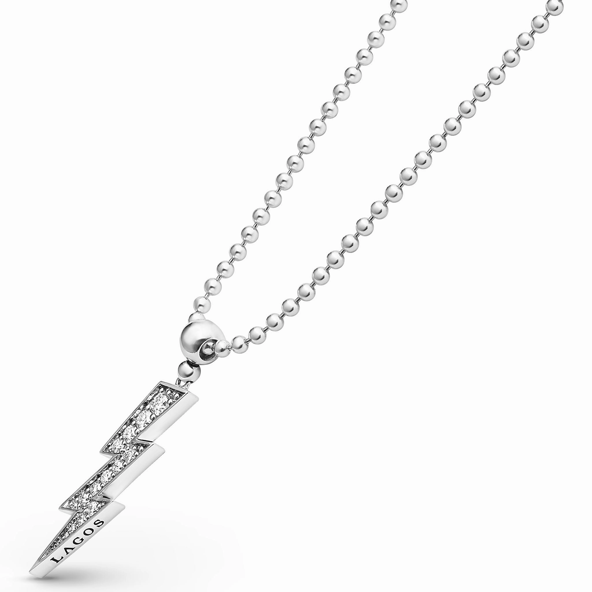Caviar Spark Large Lightning Bolt Diamond Pendant Necklace