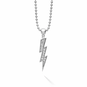 Caviar Spark Large Lightning Bolt Diamond Pendant Necklace