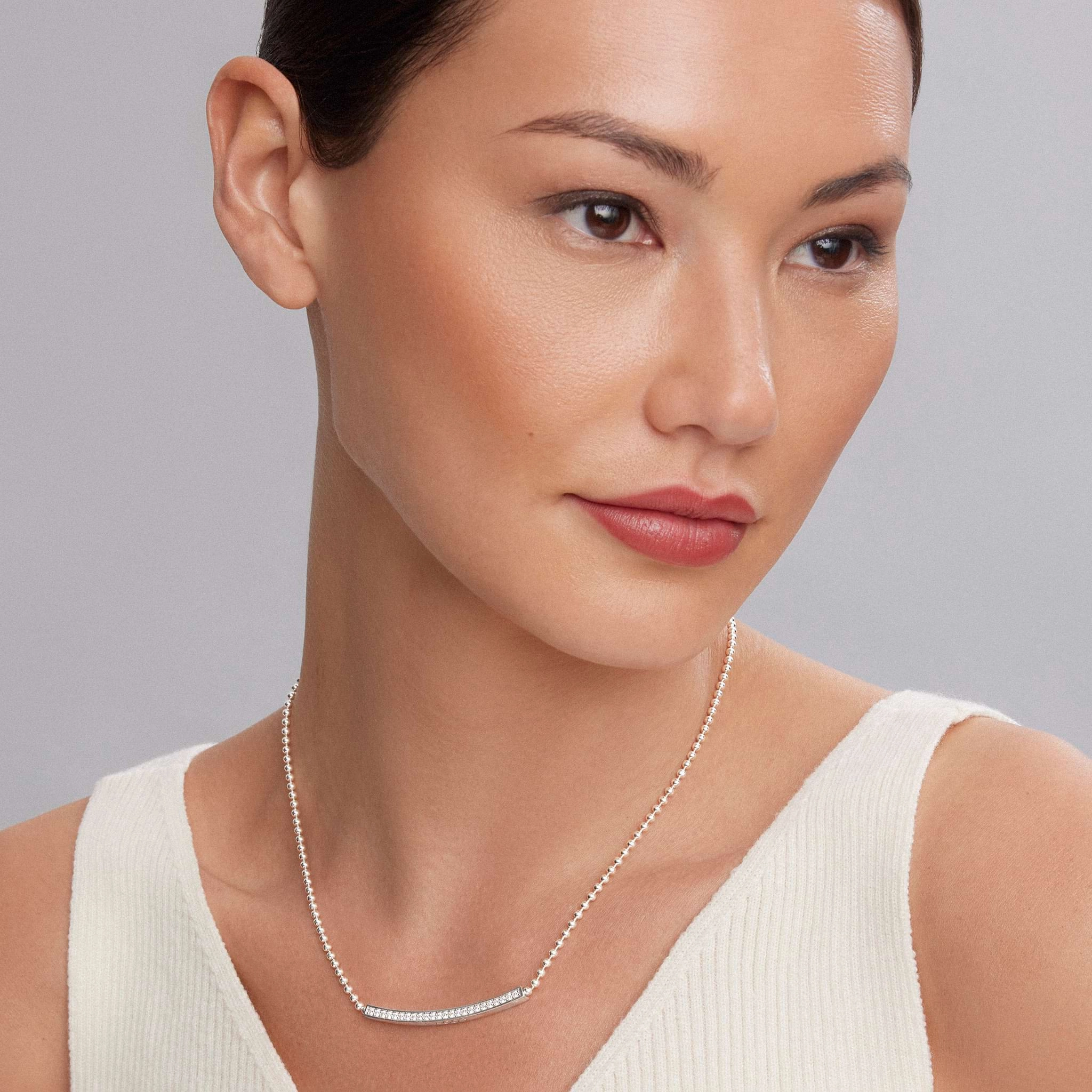 Caviar Spark Large Station Diamond Beaded Necklace