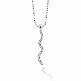 Caviar Spark Large Wave Diamond Pendant Necklace