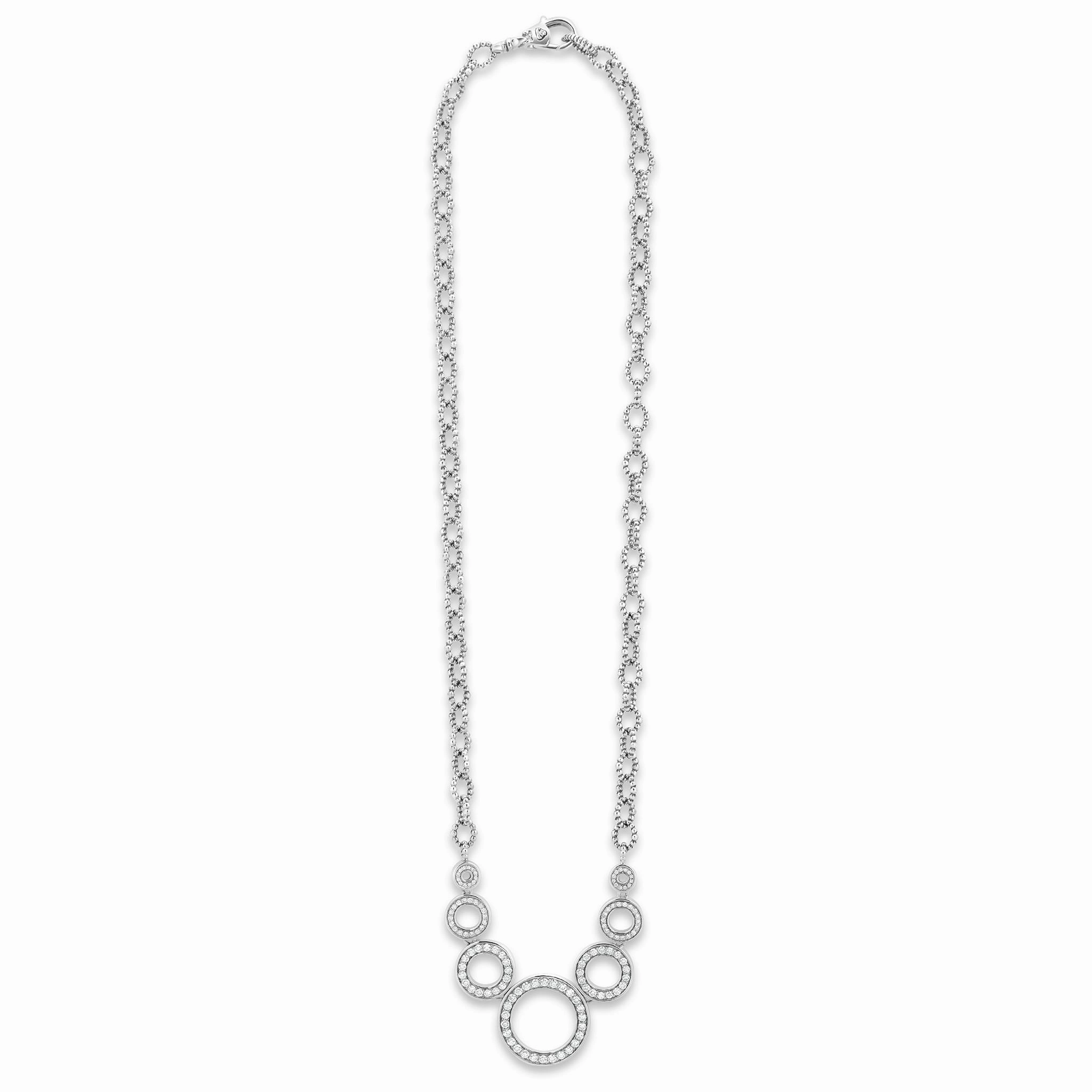 Caviar Spark Seven Circle Diamond Link Necklace