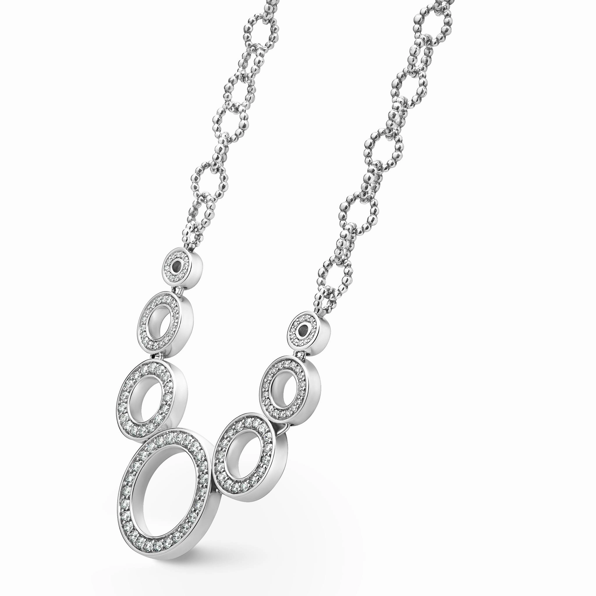Caviar Spark Seven Circle Diamond Link Necklace
