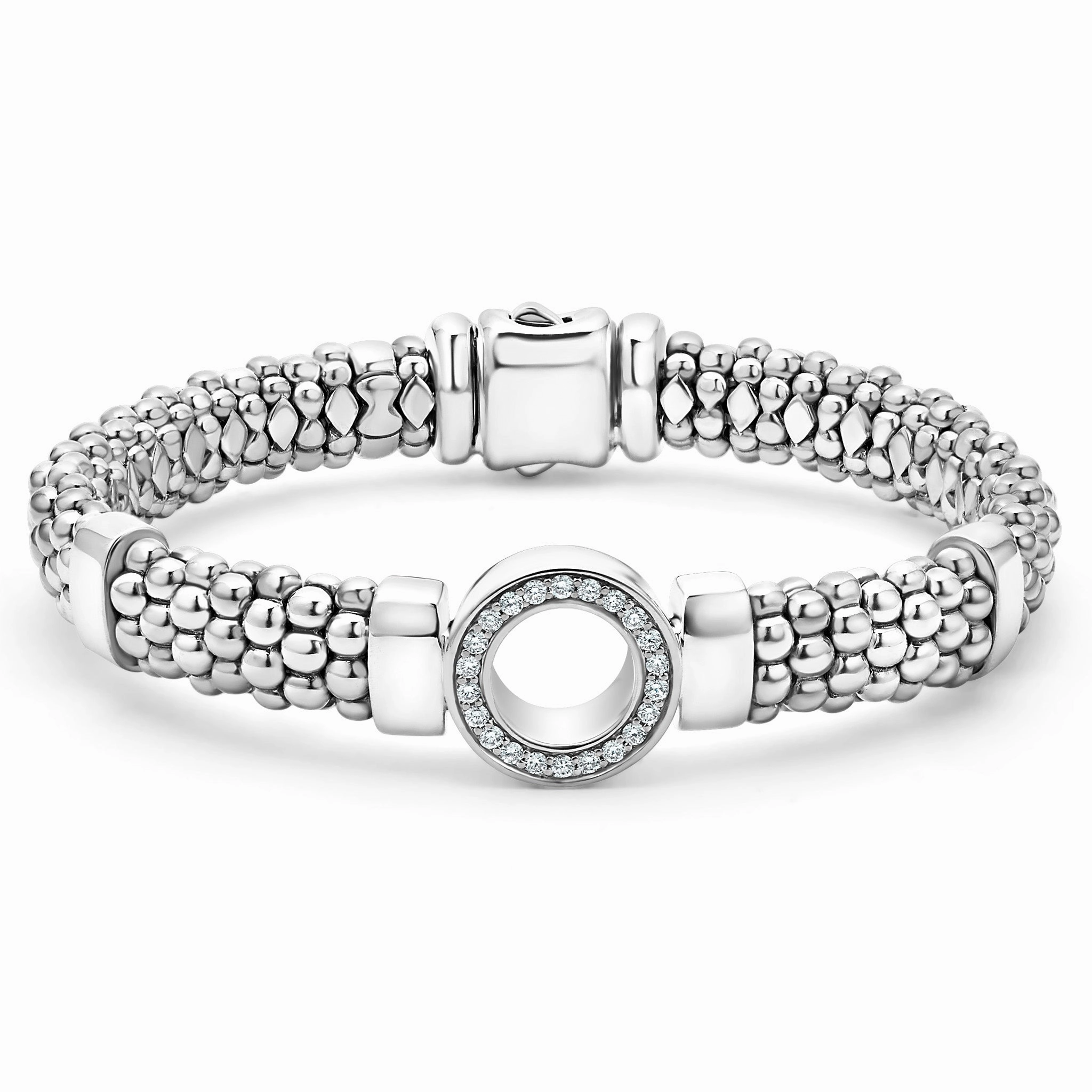 Caviar Spark Single Station Diamond Circle Caviar Bracelet | 9mm