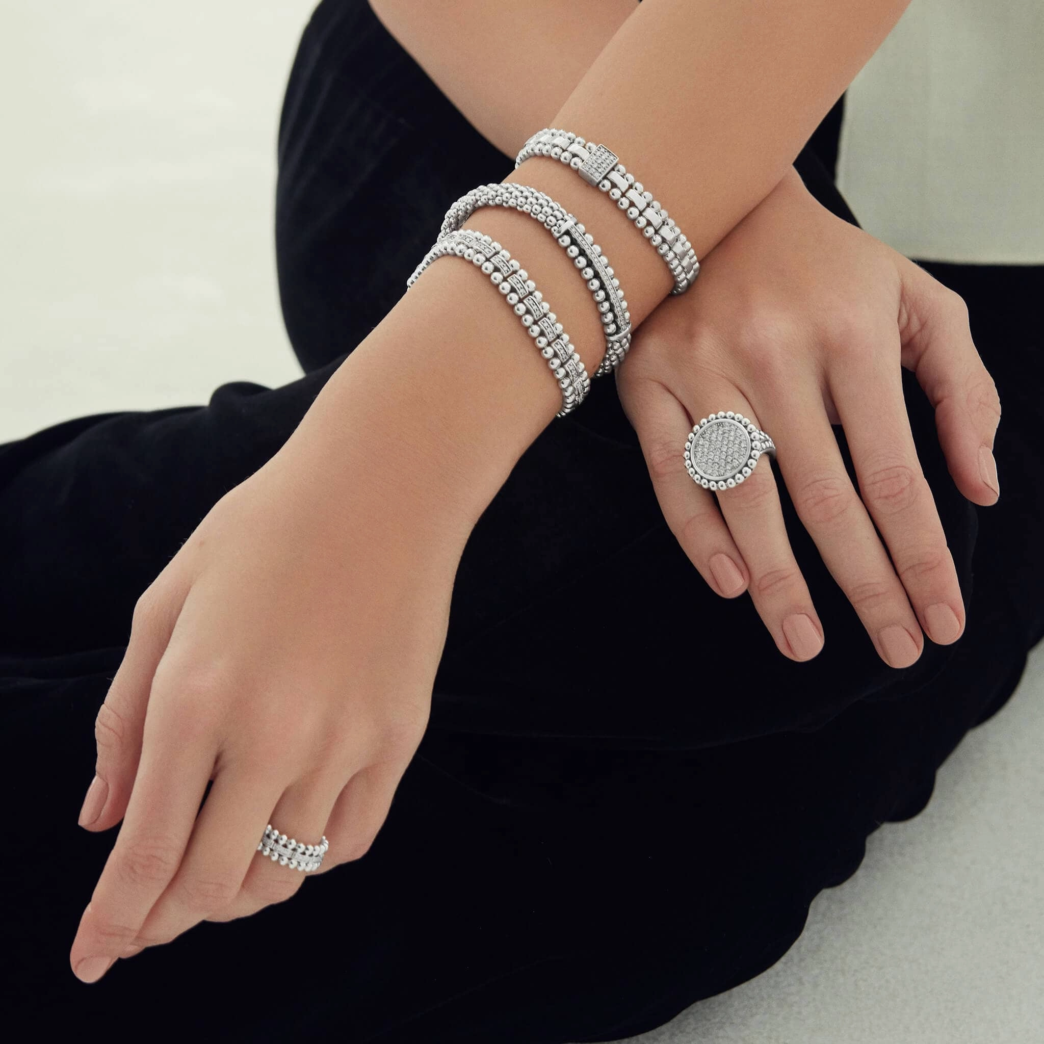 Caviar Spark Single Station Diamond Link Bracelet