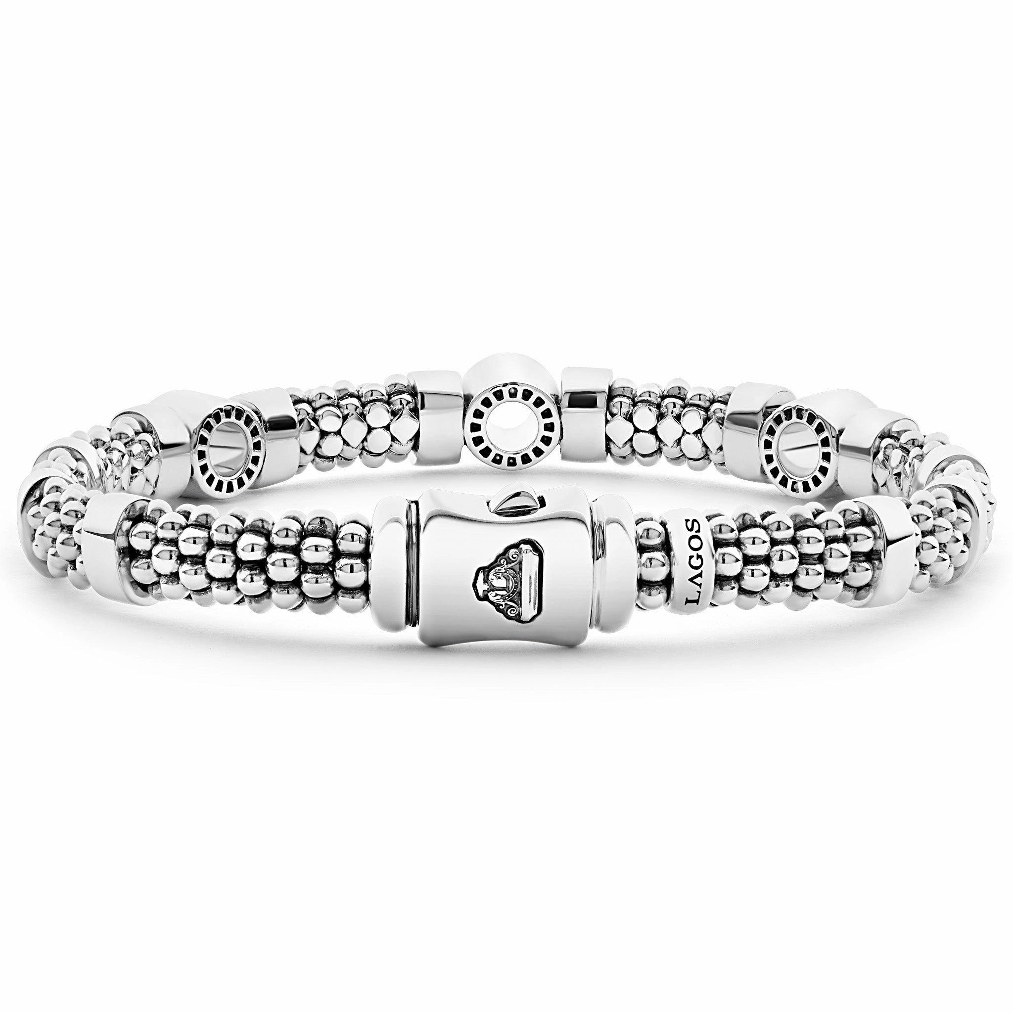 Caviar Spark Three Station Diamond Circle Caviar Bracelet | 6mm