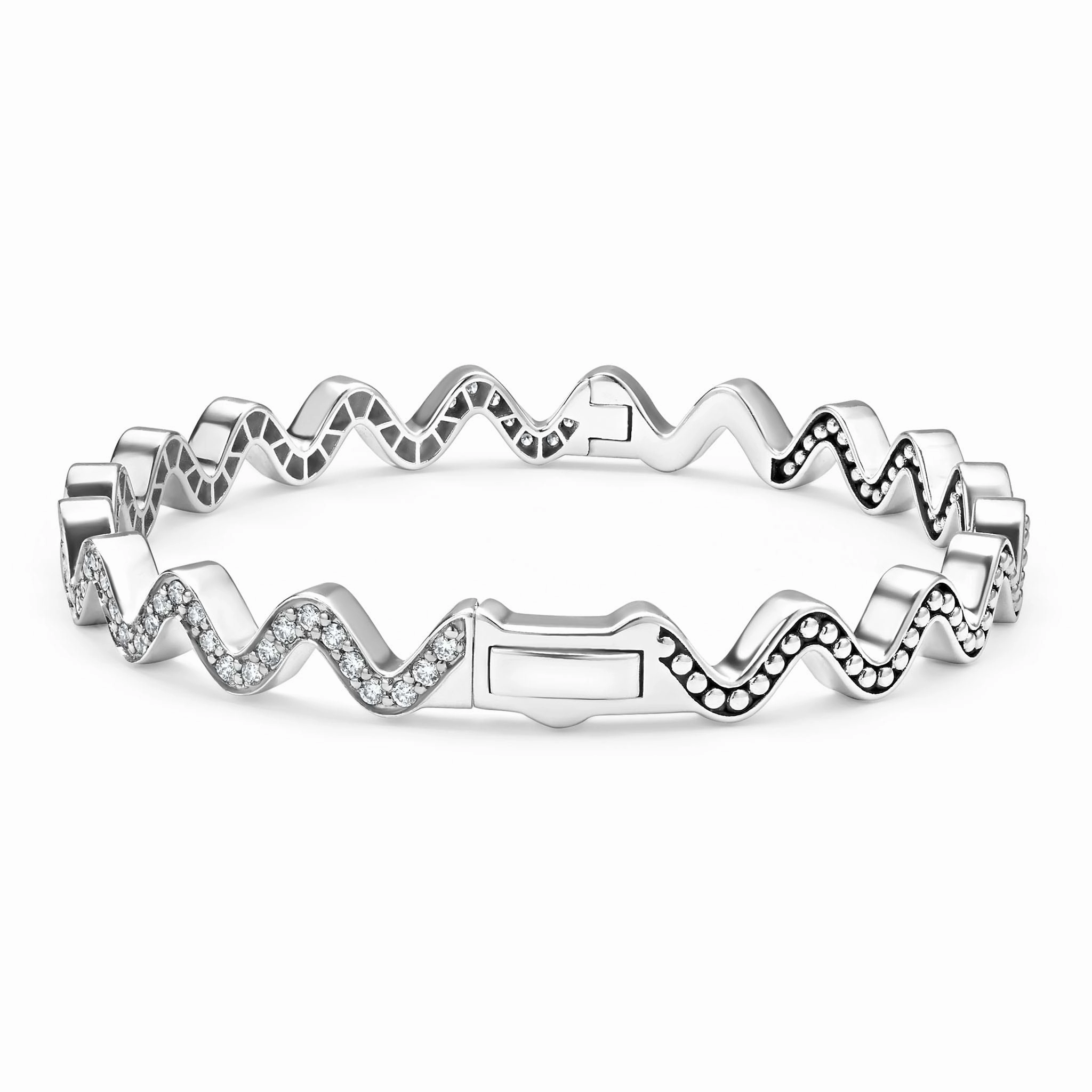 Caviar Spark Wave Diamond Bangle Bracelet