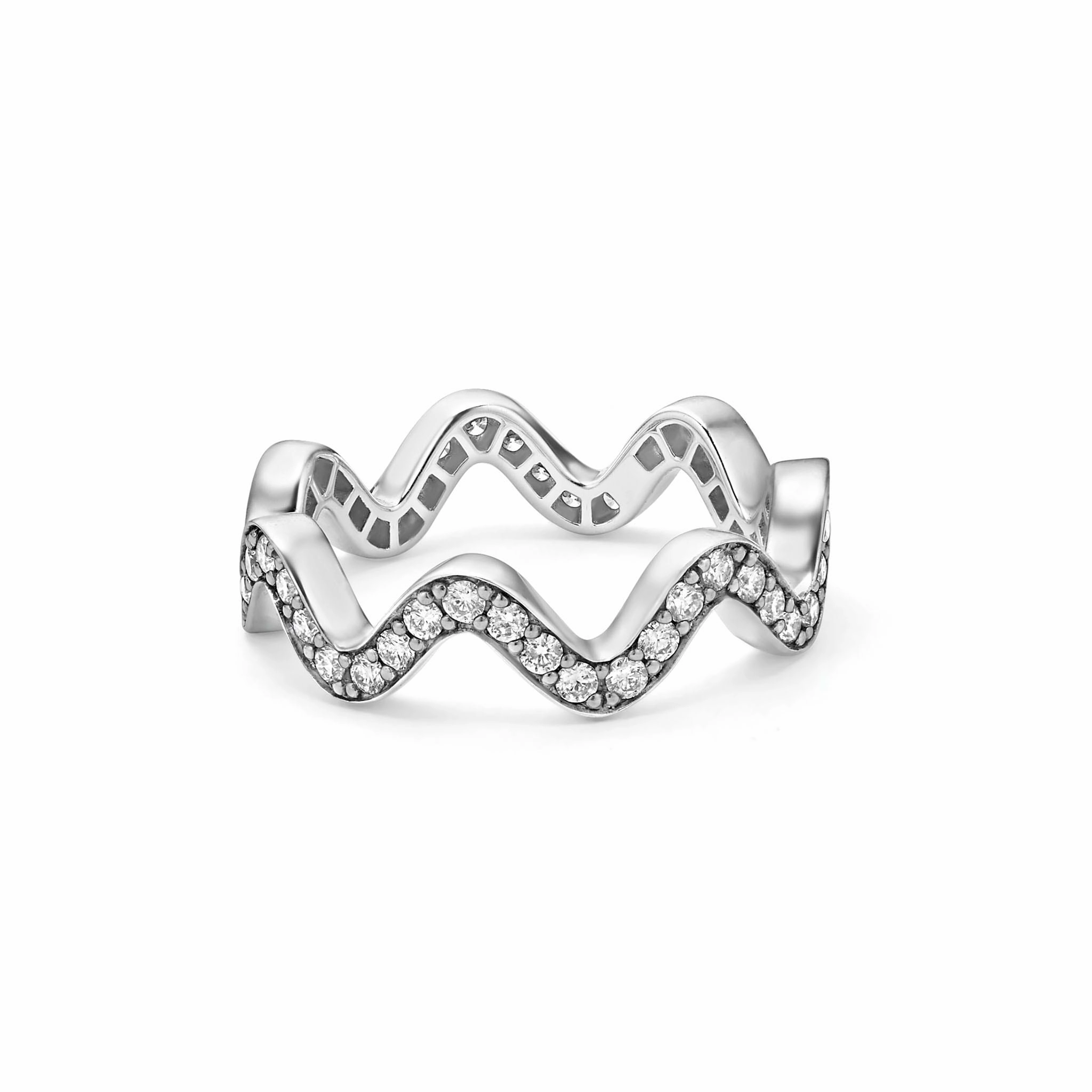Caviar Spark Wave Diamond Eternity Band Ring