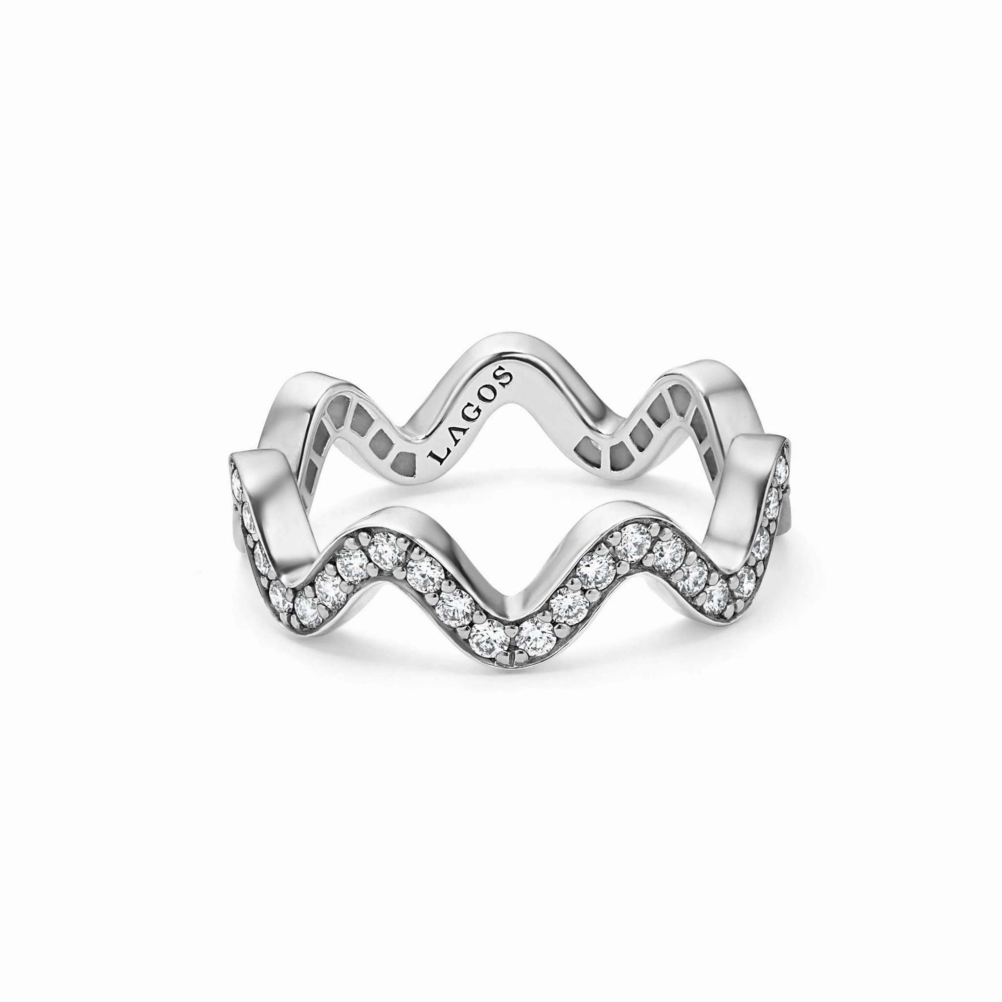 Caviar Spark Wave Diamond Eternity Band Ring