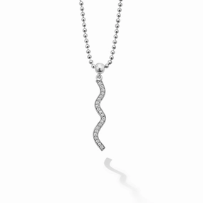 Caviar Spark Wave Diamond Pendant Necklace