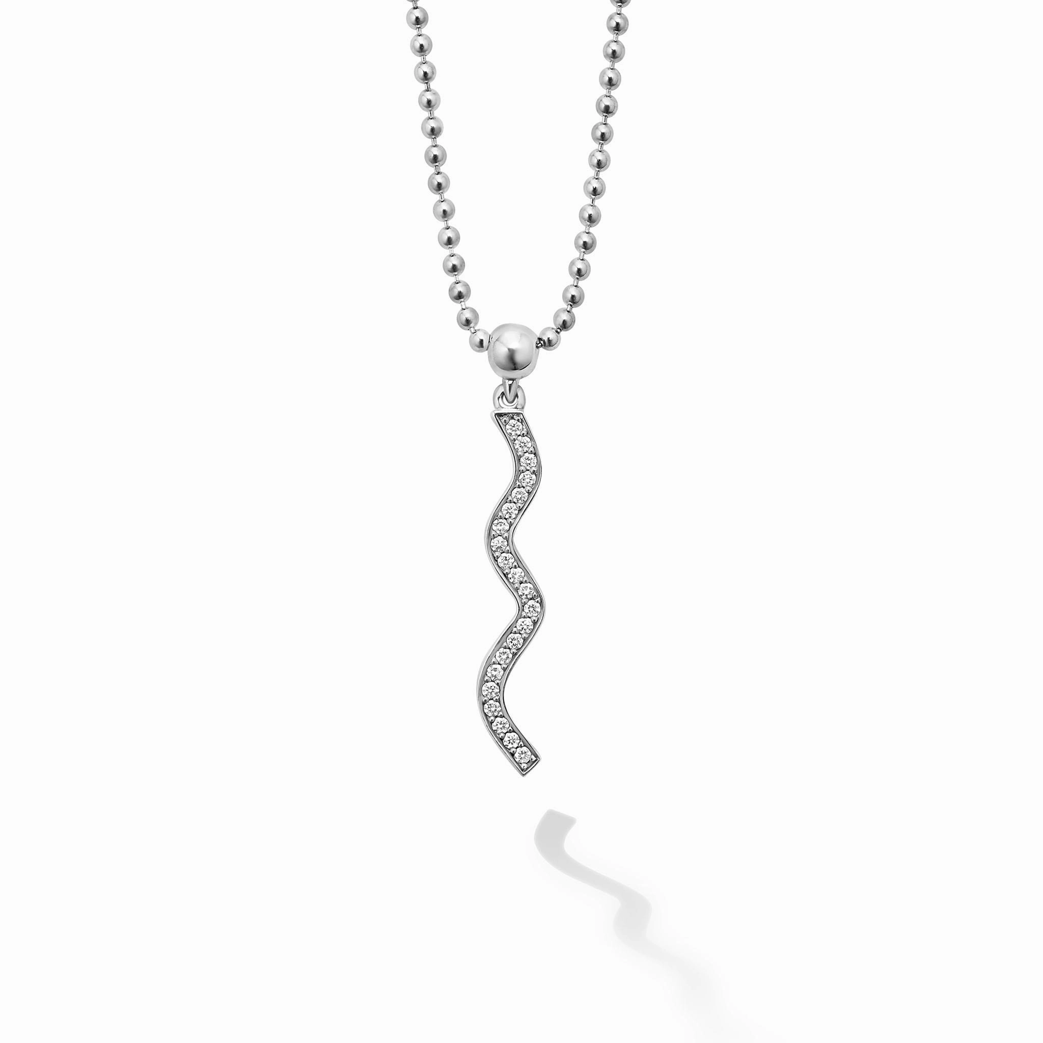 Caviar Spark Wave Diamond Pendant Necklace