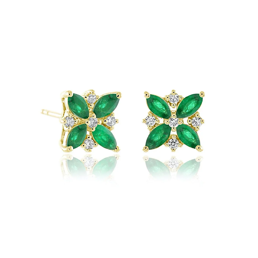 Celeste Earrings in Emeralds & Diamonds