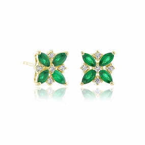 Celeste Earrings in Emeralds & Diamonds