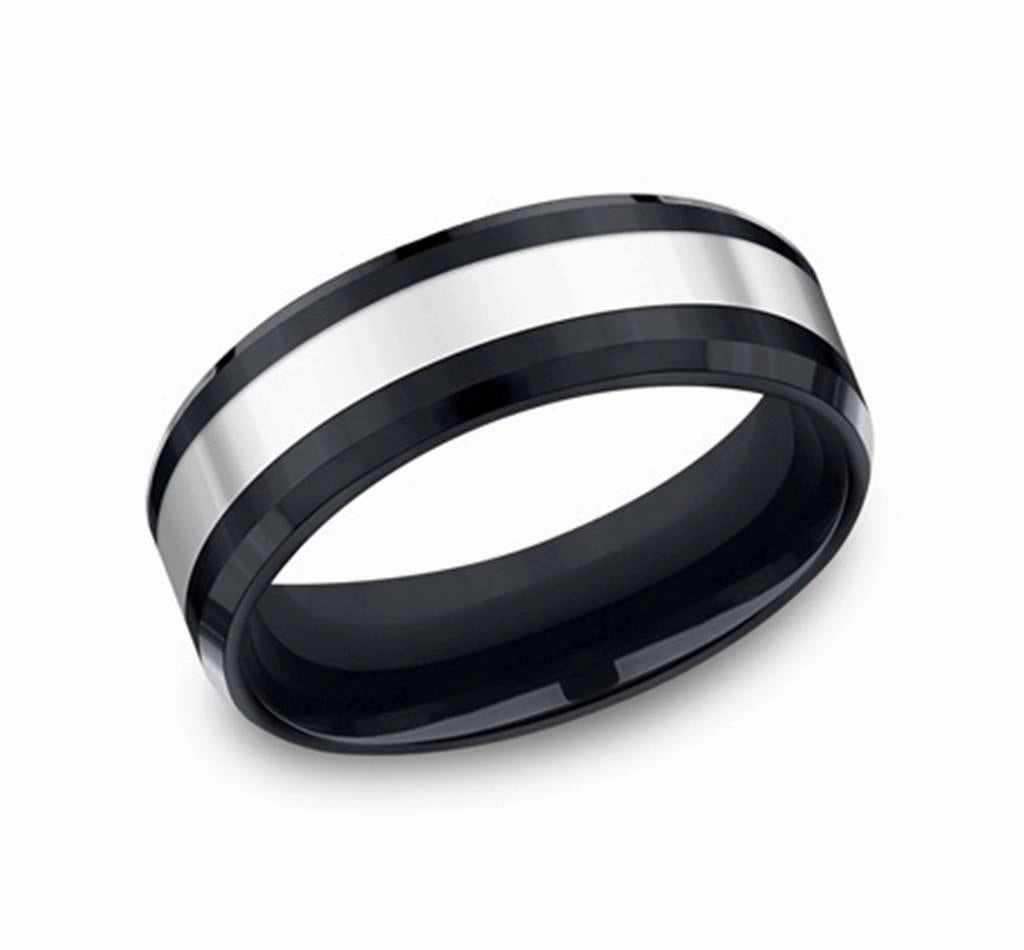Ceramic And Cobalt 7mm Beveled Polished Wedding Band