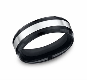 Ceramic And Cobalt 7mm Beveled Polished Wedding Band