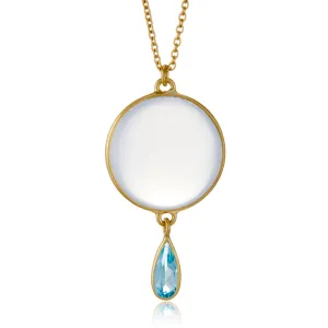 Chalcedony & Blue Topaz Moon Drop Necklace