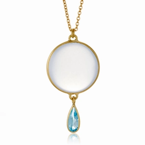 Chalcedony & Blue Topaz Moon Drop Necklace