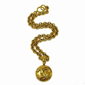 Chanel 1994 Gold-tone Chain Link Pendant Necklace