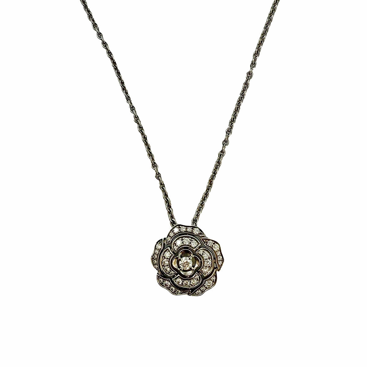Chanel Bouton de Camelia 18K White Gold and Diamond Pendant Necklace
