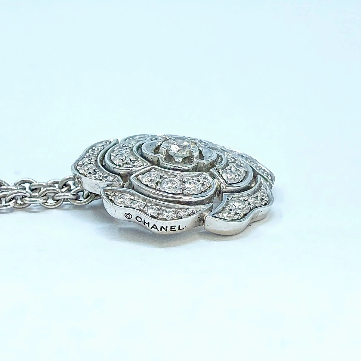 Chanel Bouton de Camelia 18K White Gold and Diamond Pendant Necklace